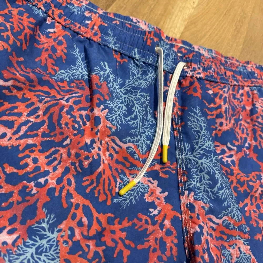 Hartford Men’s Swim Shorts Trunks Mesh Lined 6” Inseam Blue Pink Coral XXL NWT